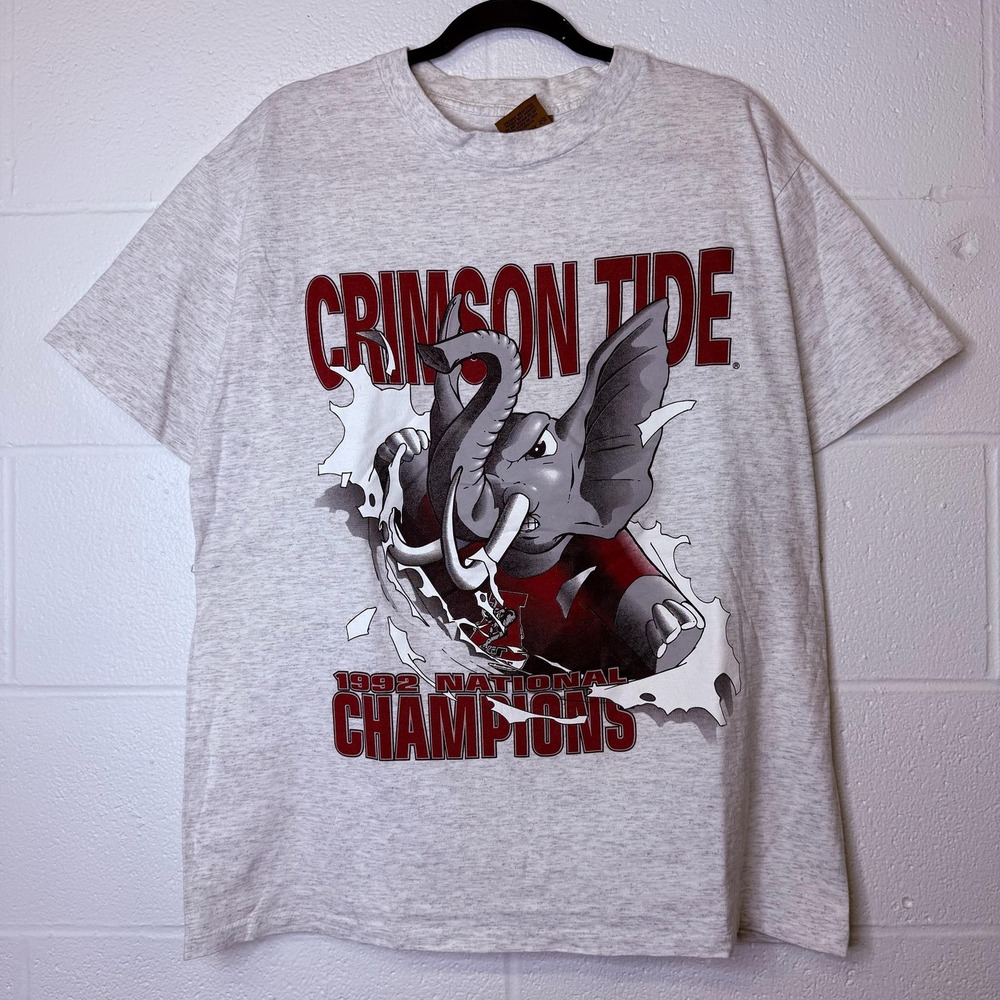 1992 Vintage Break Through Alabama Tide Shirt L Gray Nutmeg 90s Front Back Print